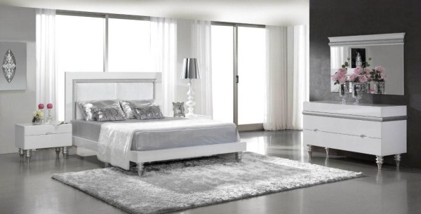 Quarto de Casal Cinza Brilhante